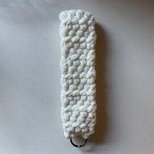 Handmade White/Cream Crochet Keychain Wristlet - Soft and Stylish